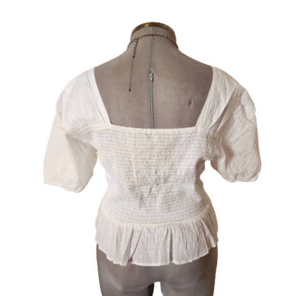 SWISS DOT ☆ WHITE LACE UP  ☆ SWEETHEART PEASANT TOP ☆ 3x ☆ NWT - Picture 6 of 9